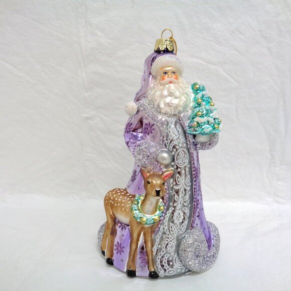 Kurt Adler Glass Bellissimo Santa Ornament NWT lavender - Picture 2 of 10
